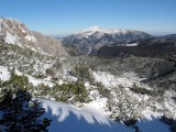 Spätné pohľady na Schneeberg z výstupu od Neue Seehuette na Trinksteinsattel