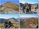 Na vrchole Volovca (2063m), pohľad z Jamnické sedla je v ľavom hornom obrázku, zatiľ čo z Ostrého Roháču sa naskytne pohľad ako v pravom dolnom zábere.