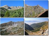 Ranný výstup do Smutného sedla. Hrubá a 3 Kopy na zábere v ľavo hore. Žiarska dolina a hrebeň Nízkych Tatier na horizonte sú na obrázku v pravo dole.