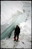 Zostup z Mont Blanc du Tacul na Col du Midi.