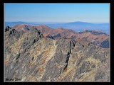 V pozadí Poľské Tatry, v popredí rázsocha vybiehajúca z Hrubého vrchu.