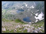 Plesá rozprestierajúce sa pod najvyšším vrchom pohoria, Paringu Mare (2519 m). Pri tom vyššie položenom, Mindra (2148 m), sme prvú noc prespali.