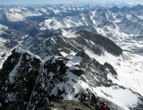 vrcholový hrebeň na Glockner, doľava padá Pallavicini rine
