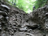 Bývala lesná cesta - voda vydrela podložie do hĺbky cez 2 metre
