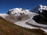 Mt.Rossa(4618m), Grenzgletscher, Gornergletscher, Liskamm(4527m)